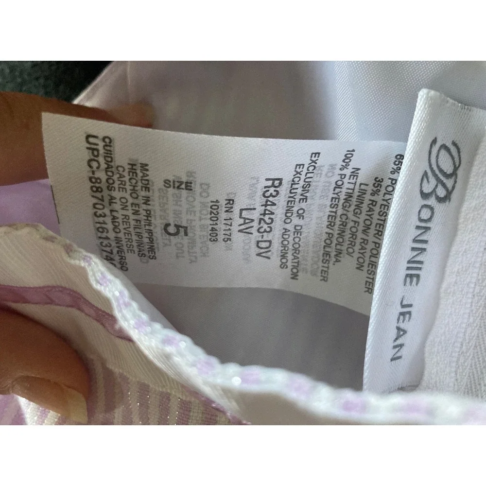 Bonnie Jean Girls Lavender White Striped Metallic Party Dress Size 5 R34423-DV